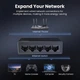 Коммутатор Ugreen 5-Port Gigabit Ethernet Switch пластик неуправляемый Black (CM833) - изображение 6