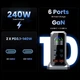 Зарядний пристрій 6-in-1 Asometech HW186 GaN 240W для швидкого заряджання iPhone MacBook ноутбуків PD3.1 Grey - изображение 3