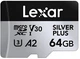 Карта памяти Lexar Professional Silver Plus microSDXC 64GB UHS-I U3 V30 (LMSSIPL064G-BNANG) - изображение 1