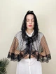 Женская накидка-палантин в храм Family Tradition сетка с напылением (флоком) 70 см чёрная Печаль утраты - изображение 1