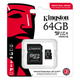Карта памяти с адаптером microSDHC/SDXC Kingston Industrial 64GB C10 A1 U3 V30 R 100Mb/s W 80Mb/s Black (SDCIT2/64GB) - изображение 2