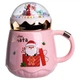 Чашка фарфоровая с крышкой Christmas 400 (мл) Розовый Yiwu FM-CS-41C - изображение 1