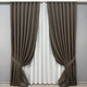 Комплект штор VR-Textil лен премиум ELEMENTA 150х270 2шт и Тюль 400х270 1867ш-115т венге с белым 71-072/3 - изображение 1