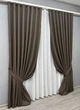 Комплект штор VR-Textil лен премиум ELEMENTA 150х270 2шт и Тюль 400х270 1867ш-115т венге с белым 71-072/3 - изображение 2