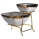 Фруктовница на 2 яруса Yiwu 2558-1 конфетница 31×23×25 см Белая с золотом (XIT-2558-1) - изображение 1