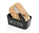 Маслянка керамічна з ножем та бамбуковою кришкою Butter Чорна APL0480 - изображение 3