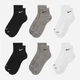 Набор женских носков коротких хлопковых Nike U Nk Evry Pls Cush Ankl 6Pr-Bd SX6899-965 38-42 6 пар Multi-Color (197594569539) - изображение 2