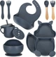 Набір посуду для годування дітей Ikonka темно-синій 9 елементів (5903039751125) - зображення 2