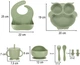 Набір посуду для годування дітей Ikonka зелений 8 елементів (5903039751149) - зображення 3