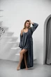 Комплект женский четверка халат рубашка футболка шорты Jessica Collection L-XL графит - изображение 7