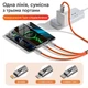 Кабель быстрой зарядки 3в1 на Type-C/Lightning(IPhone)/Micro-USB Передача данных 1.2м Orange - изображение 5