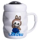 Чашка фарфоровая с крышкой Labubu 400 (мл) подарочная кружка прикольная чашка для детей на подарок Белый с синим FM-54A (A-047617) - изображение 2