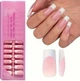 Гелевые типсы для наращивания Soft Gel с французским маникюром глянцевые квадрат L 150 шт розовые с белым френчем (016) - изображение 1