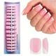 Гелевые типсы для наращивания с французским маникюром Soft Gel матовые квадрат S 150 шт розово-белые (113) - изображение 1