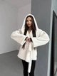 Жіноча шуба з капюшоном молочний M - зображення 4