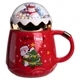 Чашка фарфоровая с крышкой Christmas 400 (мл) Красный Yiwu - изображение 1