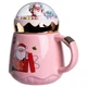 Чашка фарфоровая с крышкой Christmas 400 (мл) Розовый Yiwu FM-CS-41C - изображение 3