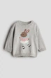Джемпер жаккардовой вязки для девочки H&M Regular fit 1239905-005 068 см (3-6 months) Серый - изображение 1