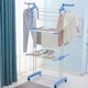 Сушилка складная для белья и одежды (80-142) x 55 x 172 см до 15 кг Garment Rack With Wheels из нержавеющей сталь - изображение 2