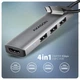 USB-хаб Axagon HMC-H3A USB-C 5Gbps STARTER 4in1 hub Grey - зображення 3
