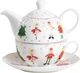 Чайник для заварювання чаю Homla Licola із чашкою та блюдцем порцеляновий 200 мл (5906496719066) - зображення 1