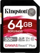 Карта памяти Kingston Canvas React Plus SDXC 64GB UHS-II U3 V90 (SDR2/64GB) - изображение 1