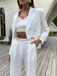 Жіночий костюм MELANIA (кроп-жакет + брюки палаццо) Milirud S Білий (458-1-S) - зображення 4