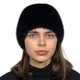 Женская норковая вязаная шапка Меховой Стиль Шарик Коса 54-60 Черный (116/N) - изображение 2