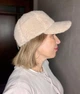 Теплая женская кепка бейсболка Тедди барашек с ушками бежевая - изображение 4