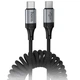 Кабель зарядки Hoco X121 Nuevo Пружина (60W ) (1.5M) Type-C to Type-C швидка зарядка для мобільних пристроїв Чорний - изображение 1