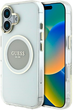 Etui Guess IML Metal Colored Circle Classic Logo MagSafe do Apple iPhone 16 Transparent/Gray (3666339428723) - obraz 1