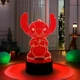 Ночник 3D LED светильник Стич 7 цветов, лампа ночная, лампы ночники светильники со Стычем Stitch с USB - изображение 5
