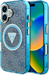 Etui Guess IML Metal Glitter 4G Circle Triangle MagSafe do Apple iPhone 16 Blue (3666339430368) - obraz 1