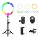 Кольцевая цветная светодиодная лампа 25см со штативом и с Bluetooth-пультом RGB118 Питание от USB - изображение 1