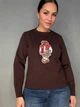 Свитер женский A-N 2609 базовый тонкий нашивка красный мишка средняя длина one size коричневый - изображение 6