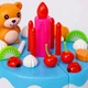 Игровой набор Продукты на липучках Торт голубой 14 см со свечами и фруктами для детей — разрезной торт, арт. WD-t56-Y56-2 - изображение 4