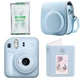 Набор Камера моментальной печати Fujifilm INSTAX Mini 12 Pastel Blue / Чехол голубой / Картридж 10 фото / Фотоальбом голубой на 64 снимка + Подарочная упаковка - изображение 1