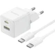 Сетевое зарядное устройство Baseus Palm Fast Charger C+U 30W + Кабель Type-C to Type-C White - изображение 1