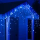 Уличная светодиодная гирлянда бахрома, 5 м 120 LED, 220 В, черный провод, Синий - изображение 2