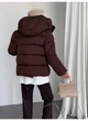 Пуховик жіночий класичний зі зйомним капюшоном матовий Modern Boutique шоколадний, М ПУХ096 - изображение 2
