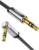 Аудиокабель mini jack 3,5 mm UGREEN Straight to angle flat cable с угловым L-образным штекером (3m). Grey - изображение 2