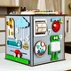 Бизикуб детский SmartTemple 30х30х30 см развивающий Бизиборд для развития детей мальчика деревянный с роботом серый - изображение 6