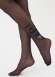 Колготки женские с жёлто-голубым сердцем и надписью PEACE LOVE UKRAINE Giulia HEARTS 20 (1) 2 Black-nero, капроновые прозрачные - изображение 3