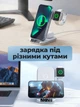 Беспроводная зарядная док станция для apple айфона часов наушников телефона 4в1 15 Вт настольный держатель докстанция с часами универсальное зарядное устройство зарядка на айфон iphone airpods iwatch эпл вотч 15W White LFX-180 - изображение 7