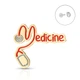 Значок медику BROCHE брошь бижутерия Надпись Medicine со стетоскопом красный BRGV115170 - изображение 1
