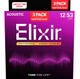 Струны для акустической гитары Elixir 3 Pack 16545 Nanoweb Phosphor Bronze Light 12/53 - изображение 2
