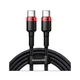 Дата кабель USB-C to USB-C 2.0m PD2.0 100W (20V/5A) red+black Baseus (CATKLF-AL91) - изображение 1