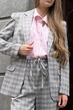Жіночий подовжений жакет в клітинку LadyLike 46 Сірий (ll2211325786342) - изображение 1