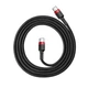 Кабель 2 м. Type-C to Type-C Cafule, 3A Baseus red/black для зарядки та передачі даних (CATKLF-H91) - зображення 3