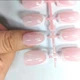 Гелевые типсы для наращивания с французским маникюром Mafanails глянцевые квадрат M 120 шт розовые с тонким белым френчем (409) - изображение 2